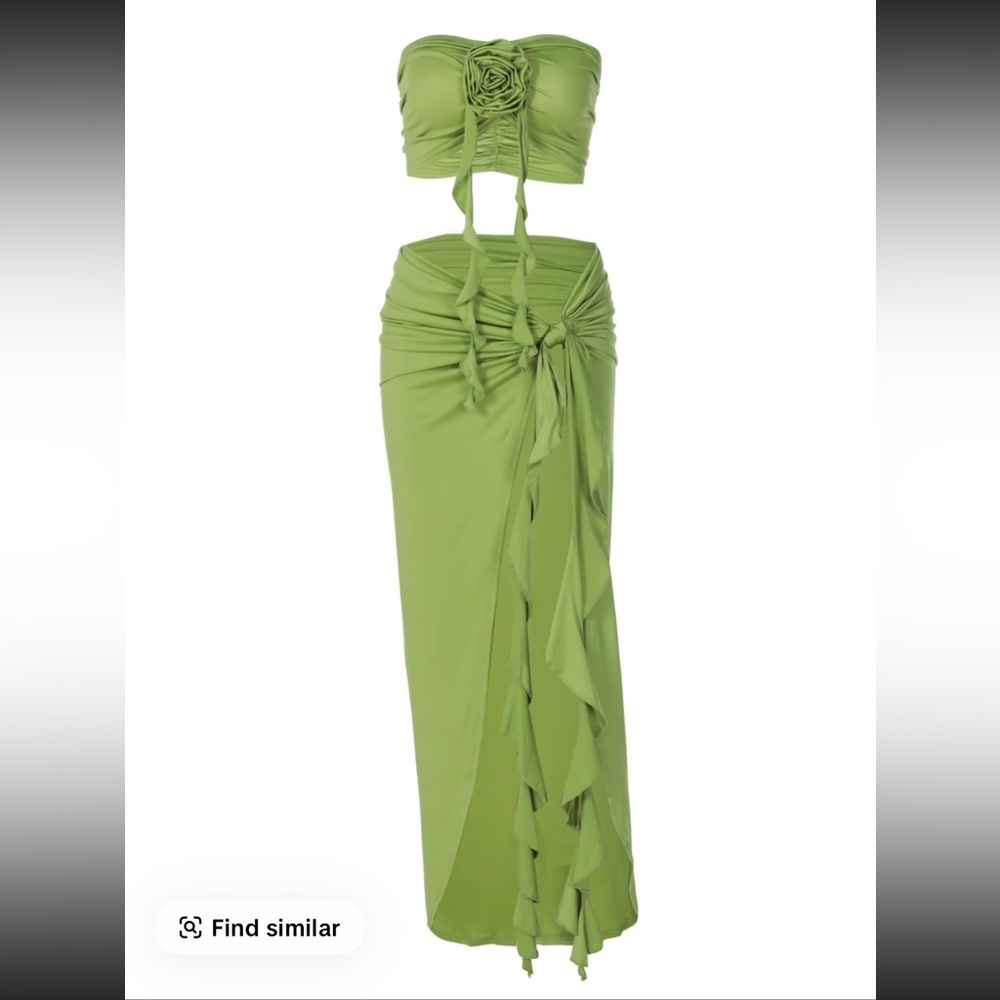 Green Two-Piece Ruched Dress